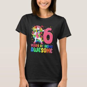 6 Years Of Being Awesome 6th Birthday Girls Dabbin T-Shirt