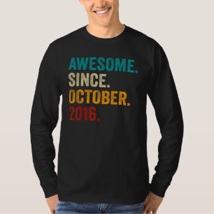 6 Years Old 6th Birthday Boy Awesome Since Octobe T-Shirt