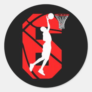 6 years Old 6th Birthday Boy Basketball lovers Classic Round Sticker