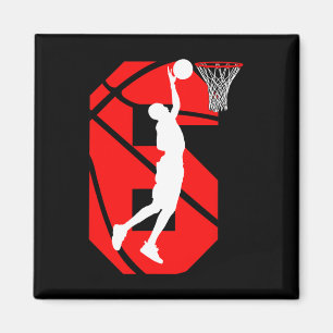 6 years Old 6th Birthday Boy Basketball lovers  Magnet