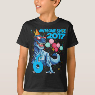 6 Years Old 6th Birthday Dinosaur Boy Party 2017 T-Shirt