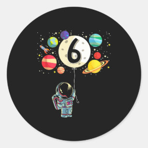 6 years old birthday boy astronaut 6th birthday  classic round sticker
