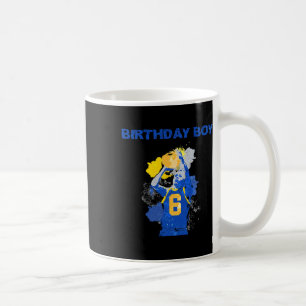 6 Years Old Birthday Boy Blue And Yellow Bysketbyl Coffee Mug