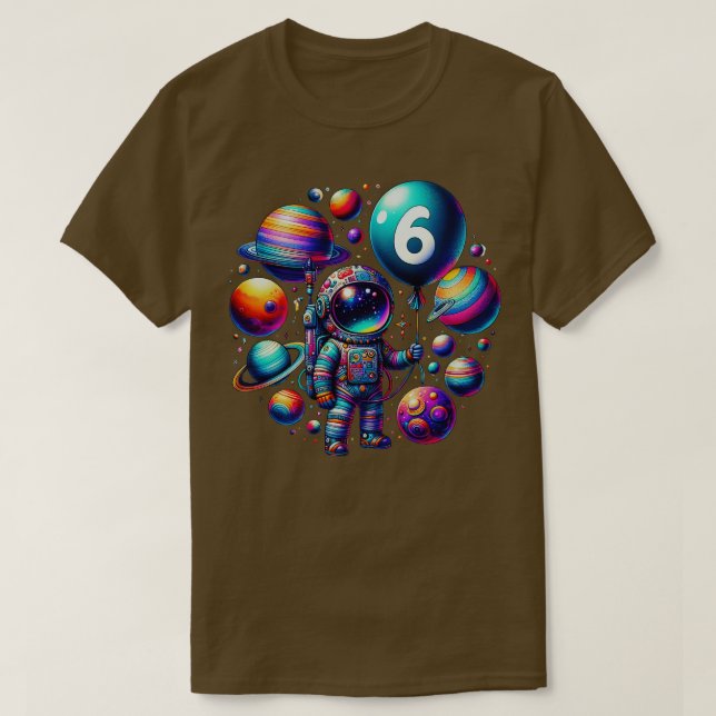 6 Years Old Birthday Boy Gifts Astronaut 6th Birth T-Shirt (Design Front)