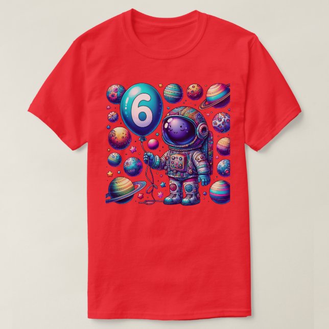 6 Years Old Birthday Boy Gifts Astronaut 6th Birth T-Shirt (Design Front)