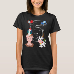6 Years Old Birthday Farming Barnyard Cow 6th Birt T-Shirt