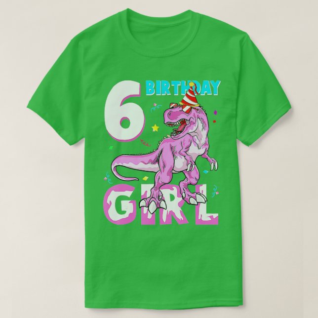 6 Years Old Gifts 6th Birthday Girl Dinosaur T Rex T-Shirt (Design Front)