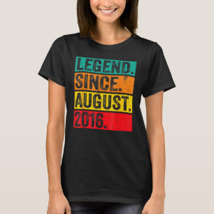 6 Years Old Legend Since August 2016 6th Birthday T-Shirt