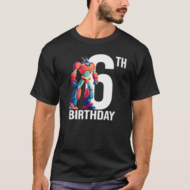 6 Years Old Shirt 6th Birthday Boy Cool Robot (Front)