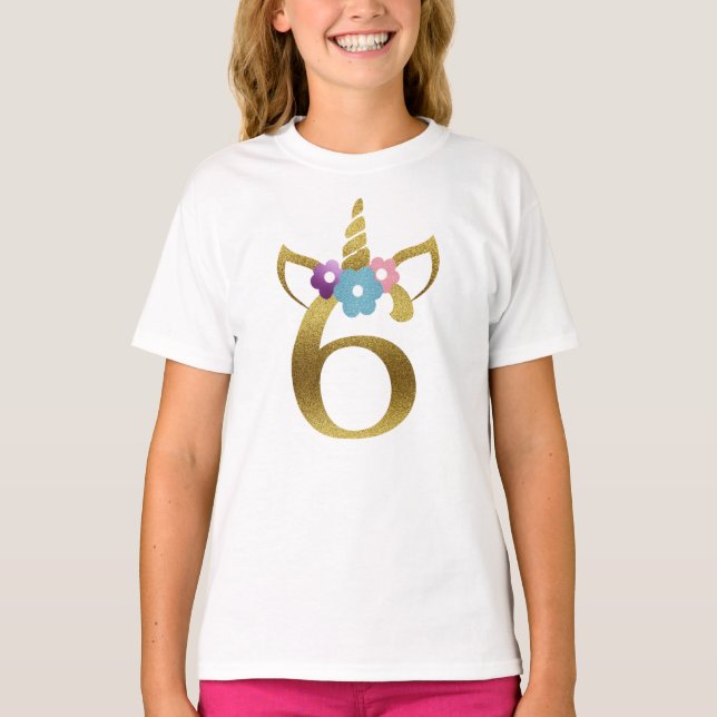 6 years old Unicorn Birthday Girl for Kids T-Shirt (Front)