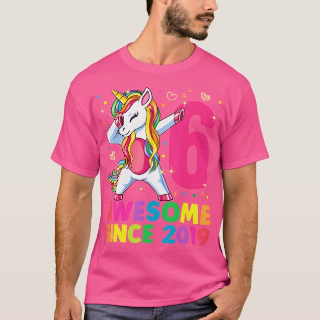 6 Years Old Unicorn Dabbing 6Th Birthday Girl Unic T-Shirt (Front)