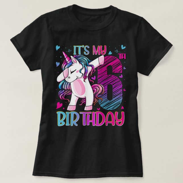 6 Years Old Unicorn Dabbing 6th Birthday Girl Unic T-Shirt (Design Front)
