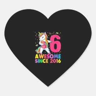 6 Years Old Unicorn Flossing 6th Birthday Girl Uni Heart Sticker
