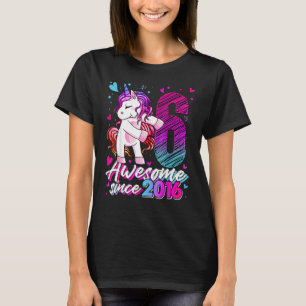 6 Years Old Unicorn Flossing 6th Birthday Girl Uni T-Shirt