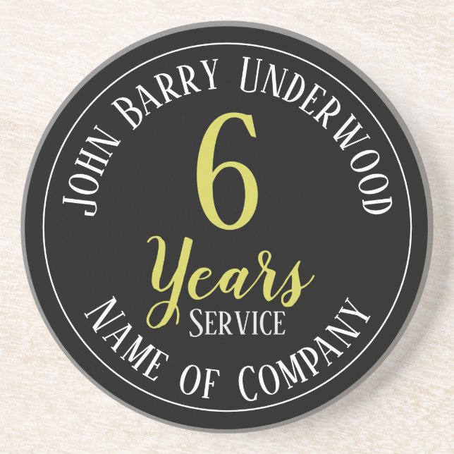 6 Years Service Staff Award Coaster (Front)