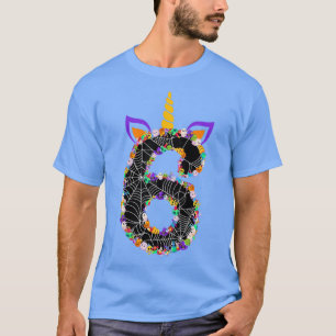6 Yrs Old 6th Birthday Girls Unicorn Face Pumpkin T-Shirt