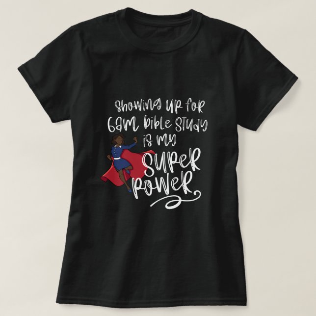 6am SISTER SUPER POWER (Dark Skin) Black Short  T-Shirt (Design Front)
