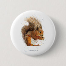 6cm Round Badge Featuring the Red Squirrel