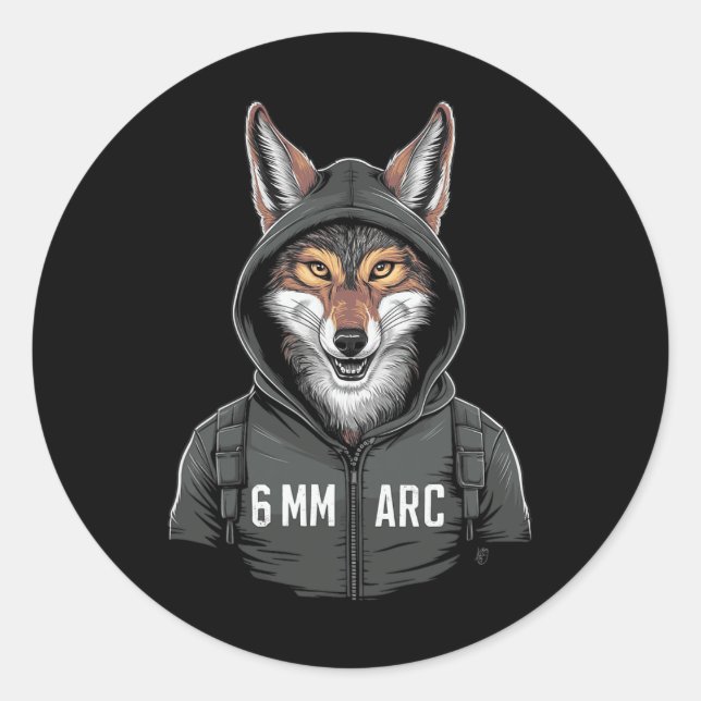 6mm Arc Coyote Shooting Sports Hunting  Classic Round Sticker (Front)
