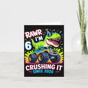 6nd Birthday Monster Truck Dinosaur Since 2020 Raw Card