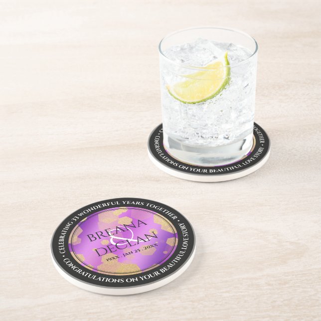 6th 33rd 47th 48th Amethyst Wedding Anniversary Coaster (Side)