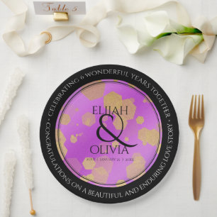 6th 33rd 47th 48th Amethyst Wedding Anniversary Paper Plate