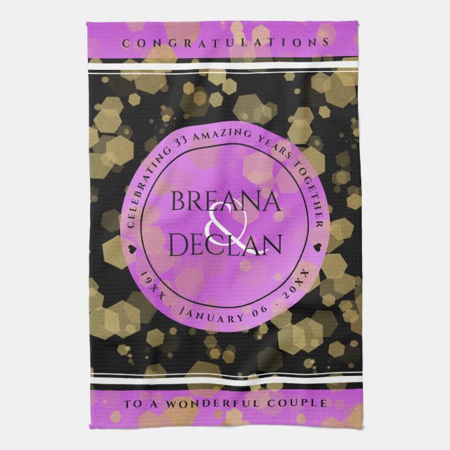 6th 33rd 47th 48th Amethyst Wedding Anniversary Tea Towel (Vertical)