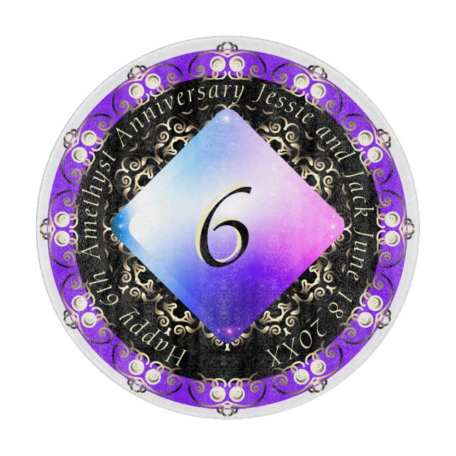 6th Amethyst Wedding Anniversary   Cutting Board (Front)