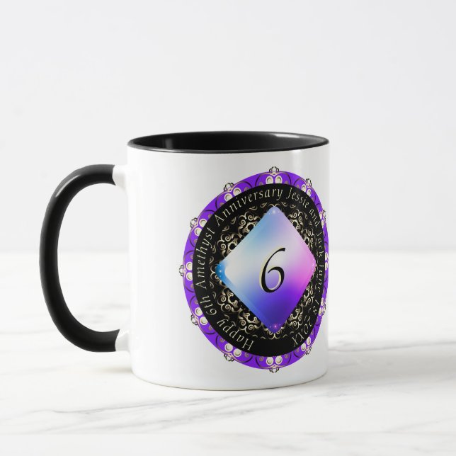 6th Amethyst Wedding Anniversary   Mug (Left)