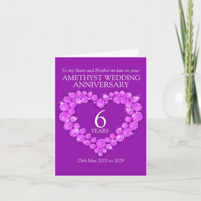 6th amethyst wedding anniversary sister card (Front)