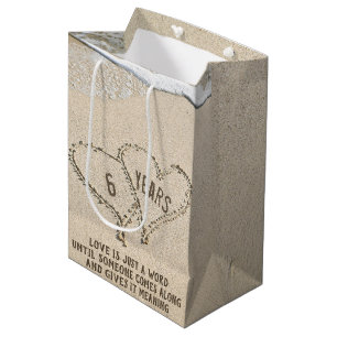 6th Anniversary Beach Hearts Medium Gift Bag