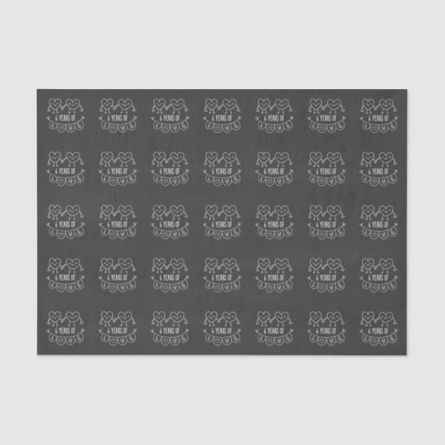 6th Anniversary Gift Chalk Hearts Tissue Paper (Front)