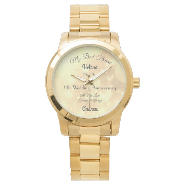 6th Anniversary Wife personalised  Watch (Front)