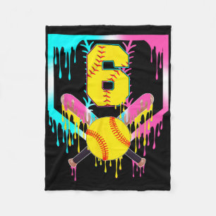 6th Bday Softll Home Plate Drip Ice Cream 6 Year O Fleece Blanket