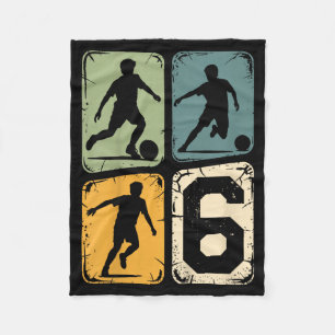 6th Birthday 6 Soccer Player Boy Girls Soccer Ball Fleece Blanket