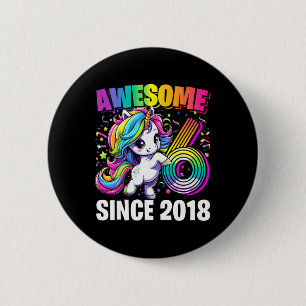 6th Birthday 6 Year Old Unicorn Party Girls Outfit Cm Round Badge