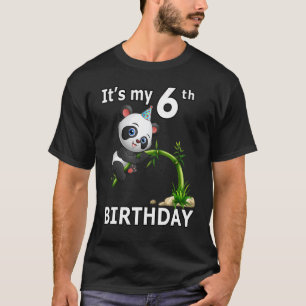 6th Birthday 6 Years Old Party Animal Panda 5 T-Shirt