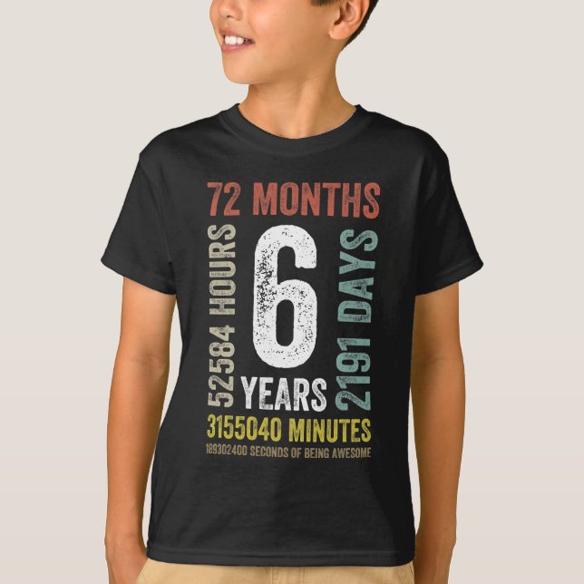 6th Birthday 6 Years Vintage Retro T-Shirt (Front)