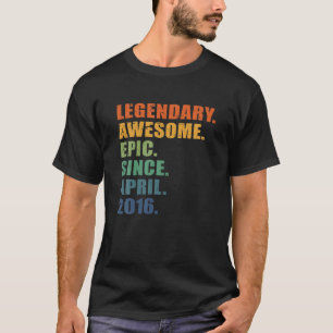 6Th Birthday, April 2016, Boys Girls, 6 Year Anniv T-Shirt
