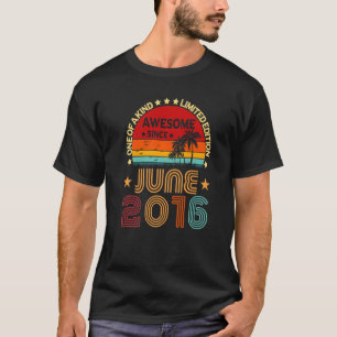 6th Birthday Awesome Since June 2016 Vintage T-Shirt