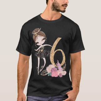 6th Birthday Ballerina Dancer Ballet Swan Tutu Gir T-Shirt