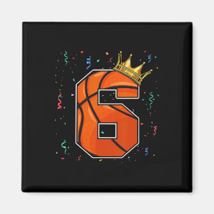 6th Birthday Basketball Big Number 6 Year Old Boy  Magnet