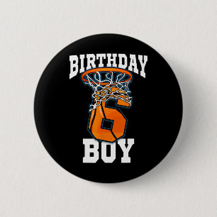 6th Birthday Basketball Boy 6 Year Old Basketball 6 Cm Round Badge