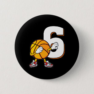 6th Birthday Basketball Player Dabbing 6 Years Old 6 Cm Round Badge