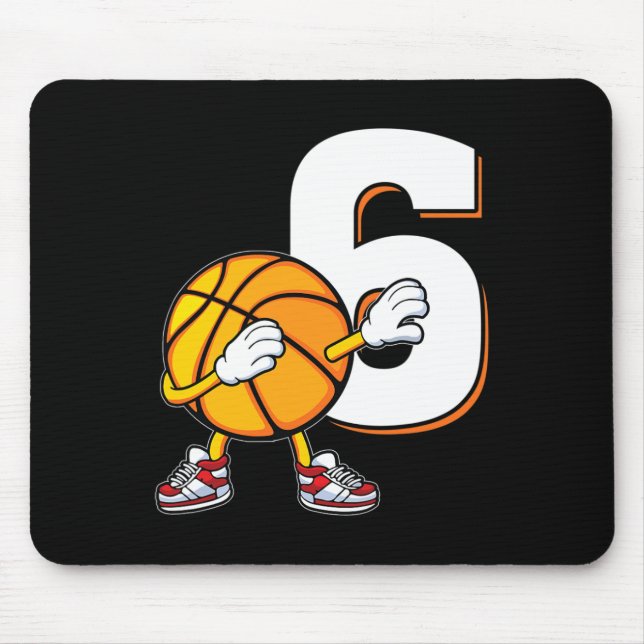 6th Birthday Basketball Player Dabbing 6 Years Old Mouse Pad (Front)