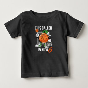 6th Birthday Basketball Player Funny 6 Years Old Baby T-Shirt