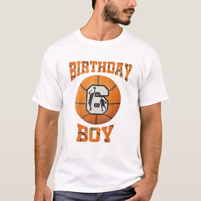 6th Birthday Boy Basketball T-Shirt (Front)