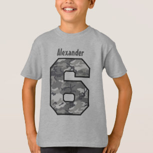 6th Birthday Boy Camo Six Year Custom Name V02V T-Shirt