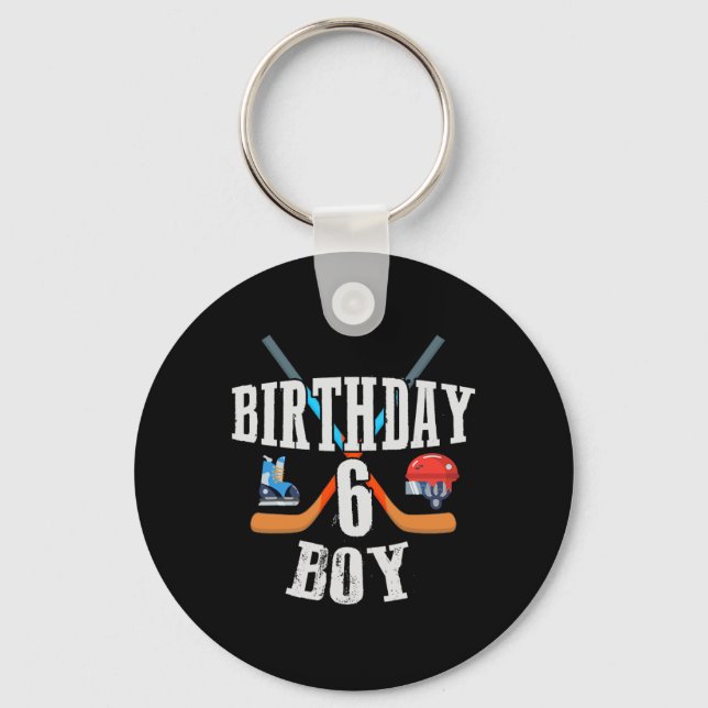 6th Birthday Boy Ice Hockey 6 Years Old Birthday S Key Ring (Front)
