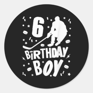 6th Birthday Boy Ice Hockey Kids 6 Years Old Party Classic Round Sticker